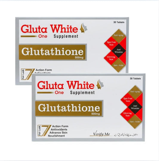 Two packages of Gluta White One Glutathione supplement for skin brightening 