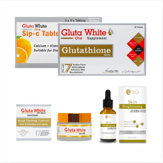 Gluta white set with cream, serum and tablets