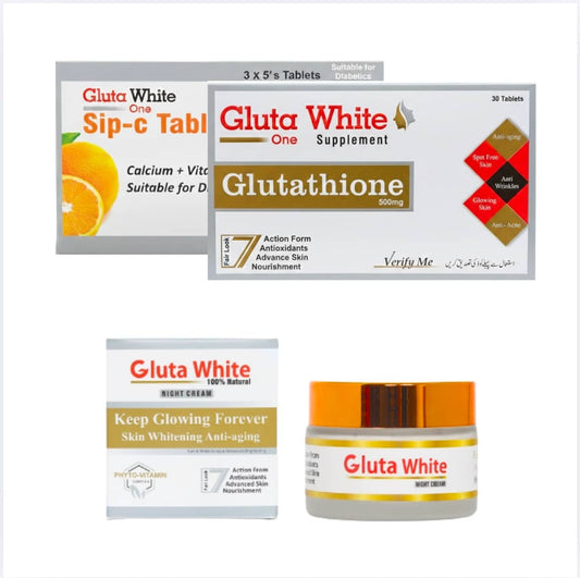 Gluta white tablets with cream for full body Whitening 
