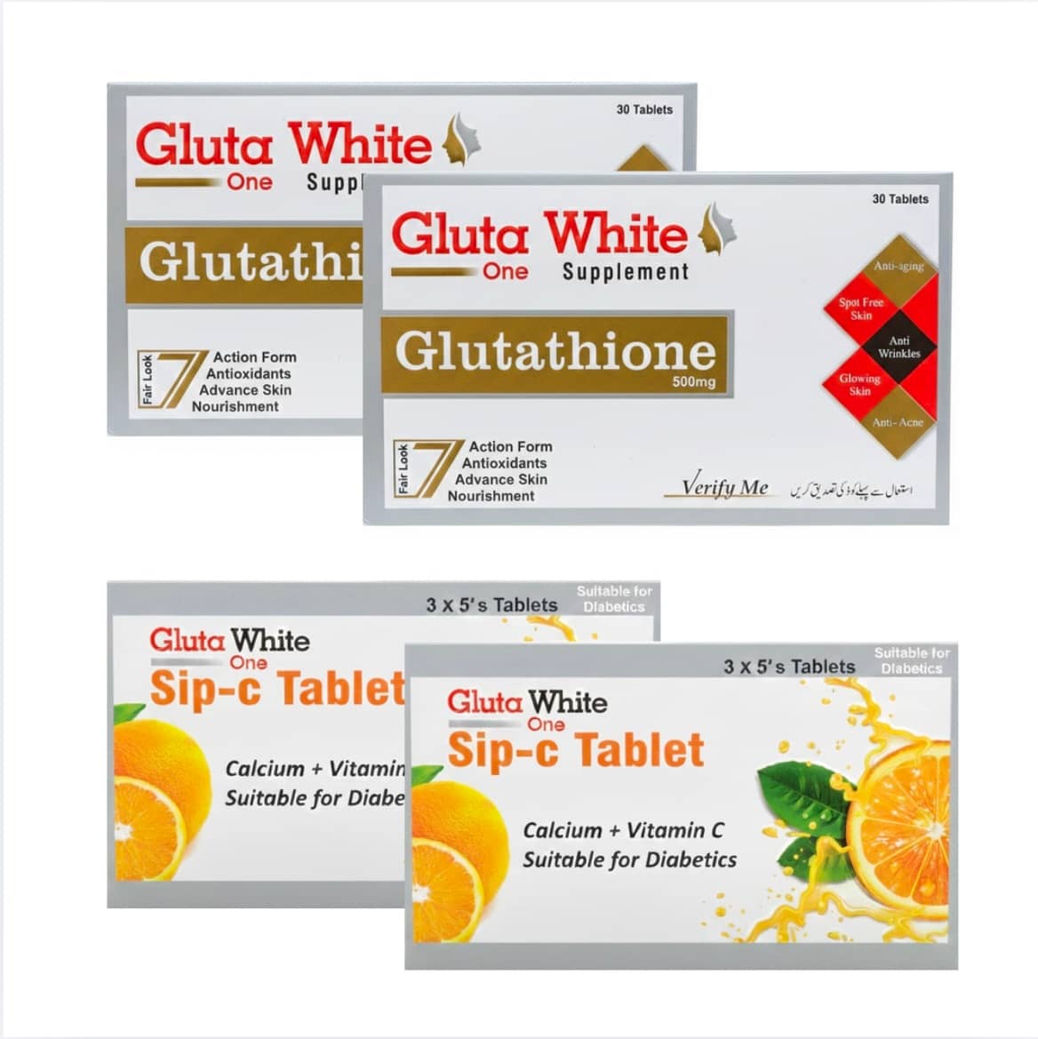 Gluta white full body Whitening tablets with sip c