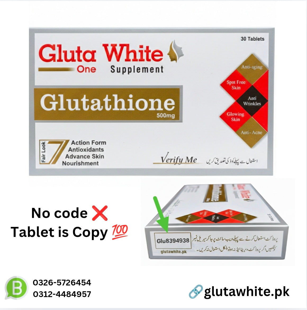 Original Gluta White tablet in Pakistan with Verification code at Official website 