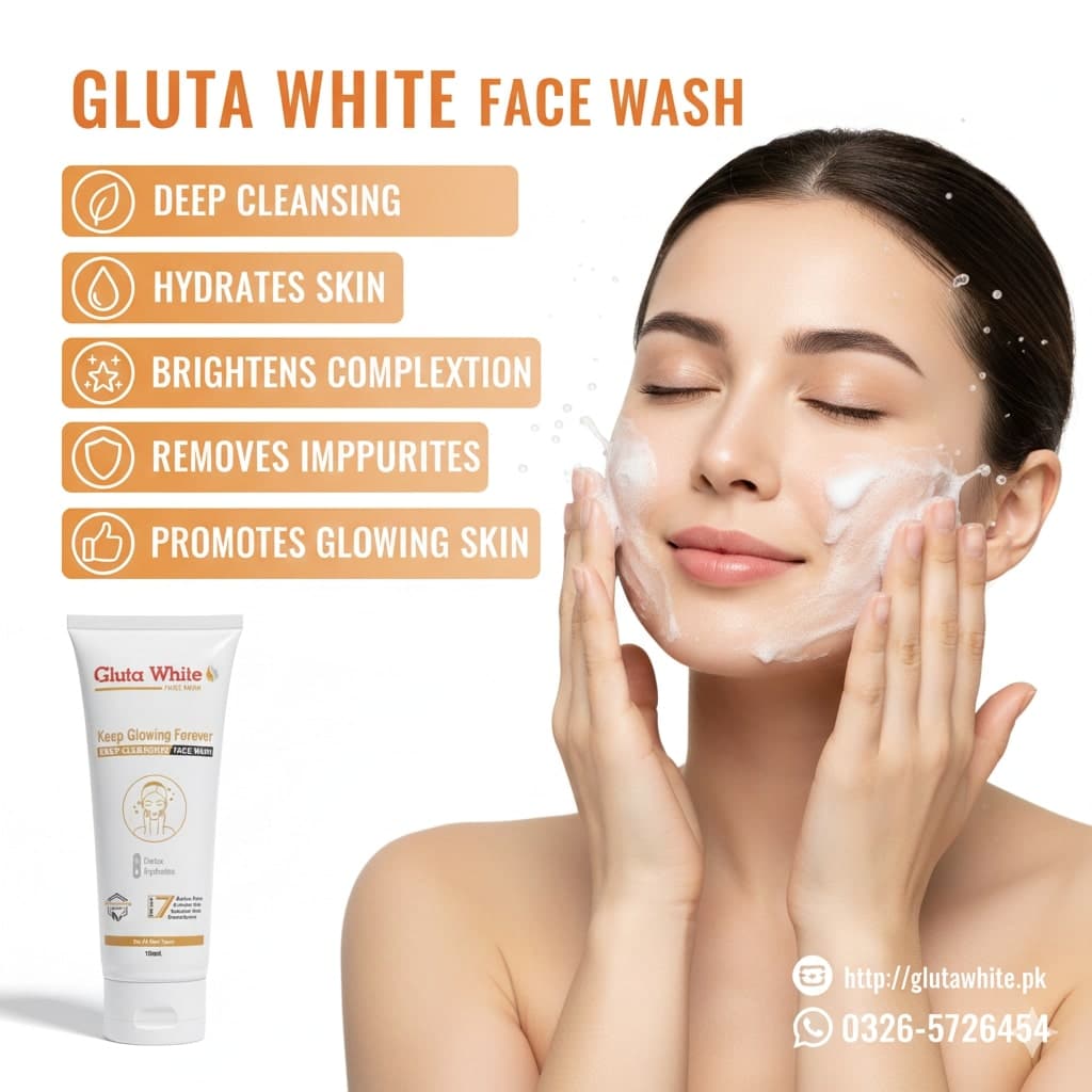 gluta white new face wash for keep glowing forever