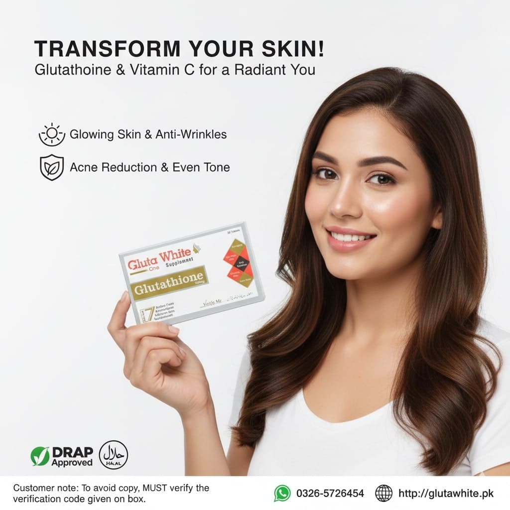 gluta white glutathione skin whitening supplement for best skincare of oily skin, dull skin and anti aging
